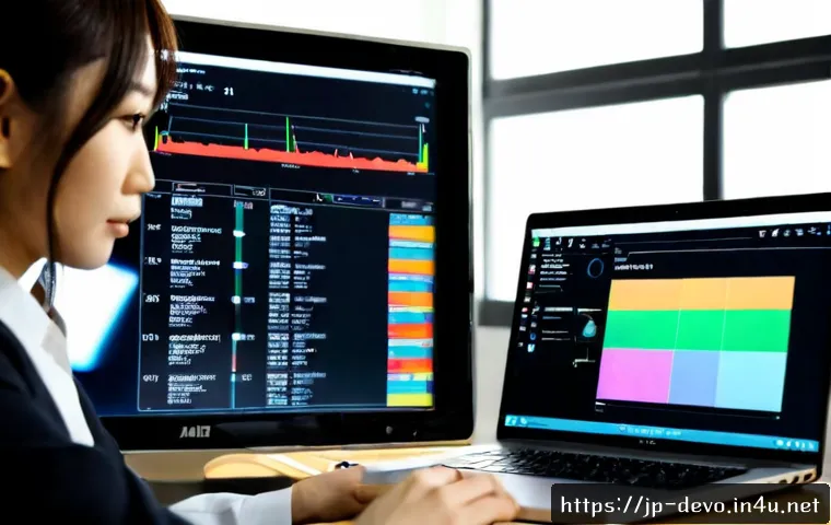 정보기기운용 실무와 오픈소스 관리 도구 활용 사례 - Photorealistic Japanese IT operations specialist at a clean modern office desk, reviewing an open-so...
